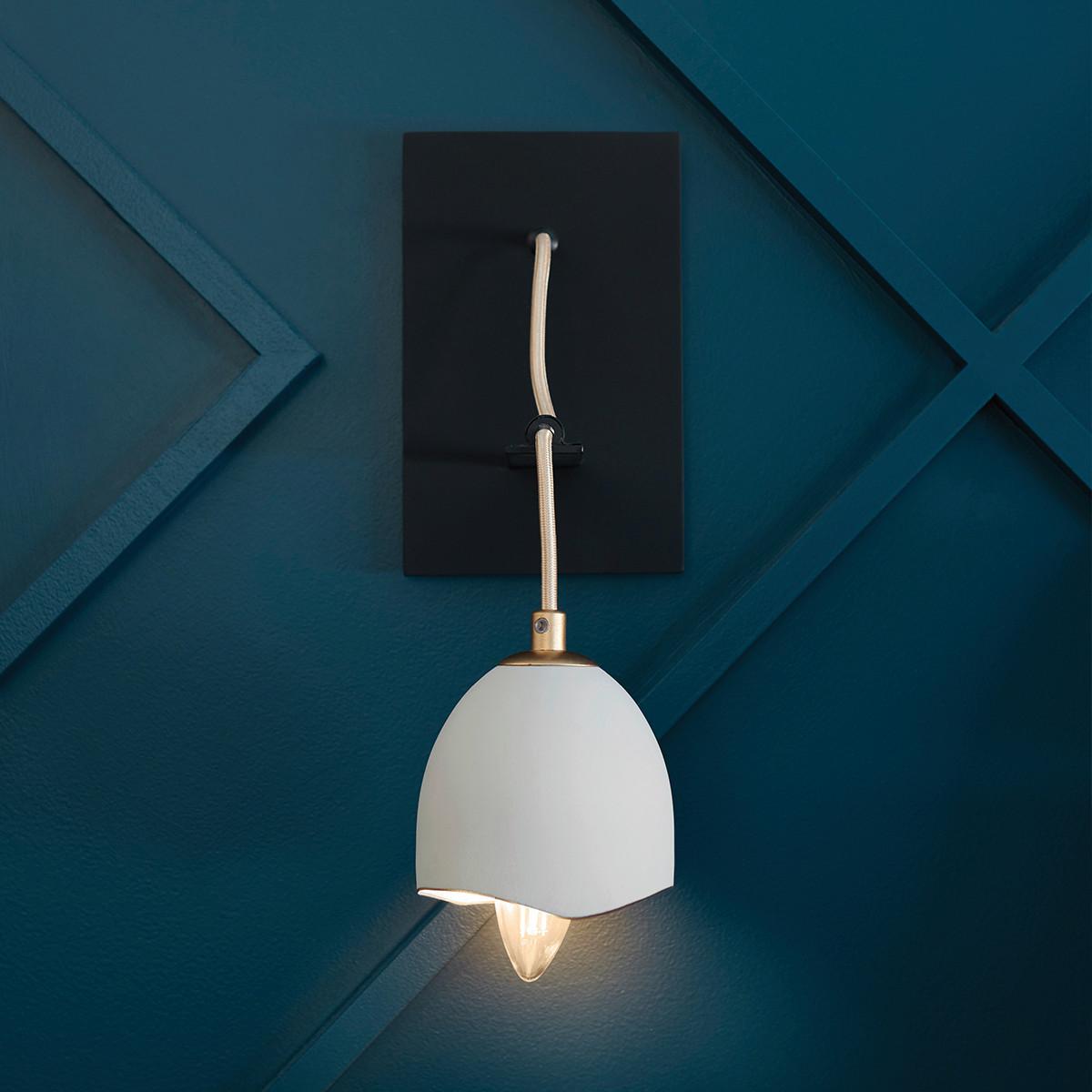 Wandleuchte Nula 1-flammig Schwarz/weiß/goldfarben - Goldfarben/Weiß, Design, Metall (33/20,6/12,7cm) - Elstead Lighting