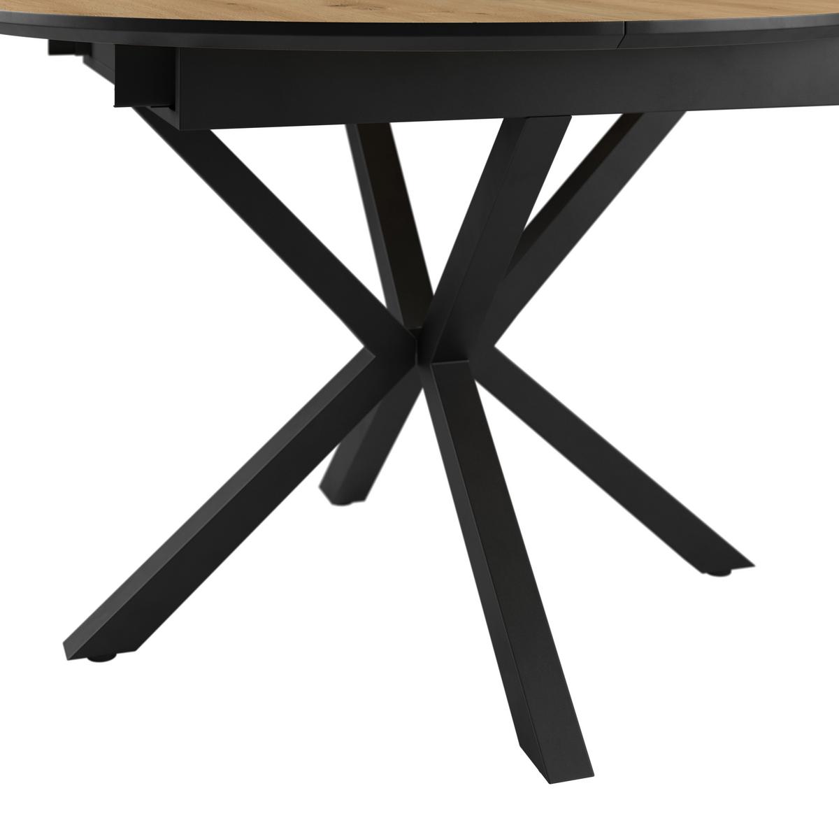 Ausziehtisch Rodin 110 Az 110-150x75x110 cm Naturfarben - Schwarz/Naturfarben, MODERN, Holzwerkstoff/Metall (110-150/75/110cm)