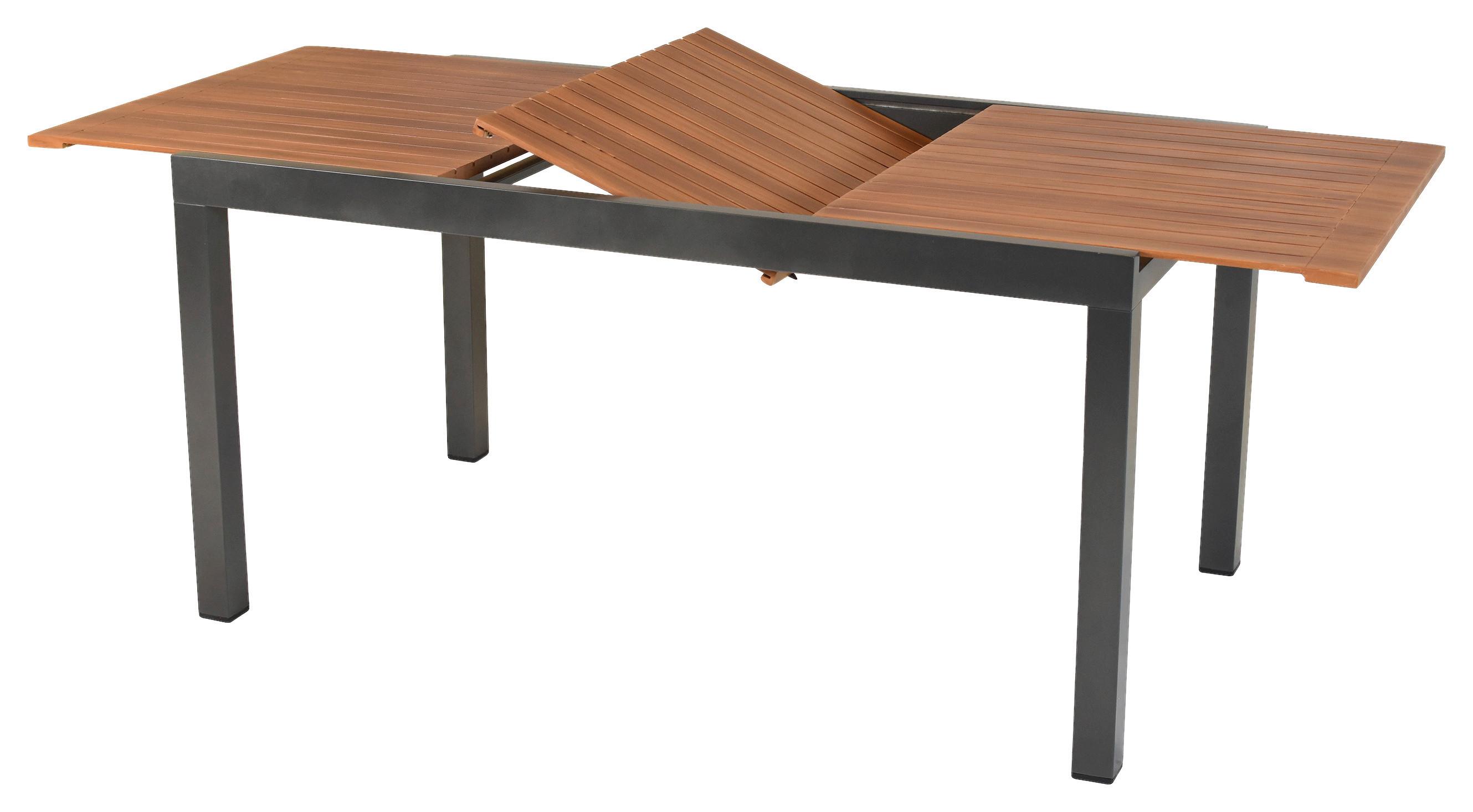 Gartentisch Ausziehtisch 150 (200) X 90 cm - Graphitfarben/Naturfarben, MODERN, Holzwerkstoff/Metall (150/90/76,5cm) - Gardenson