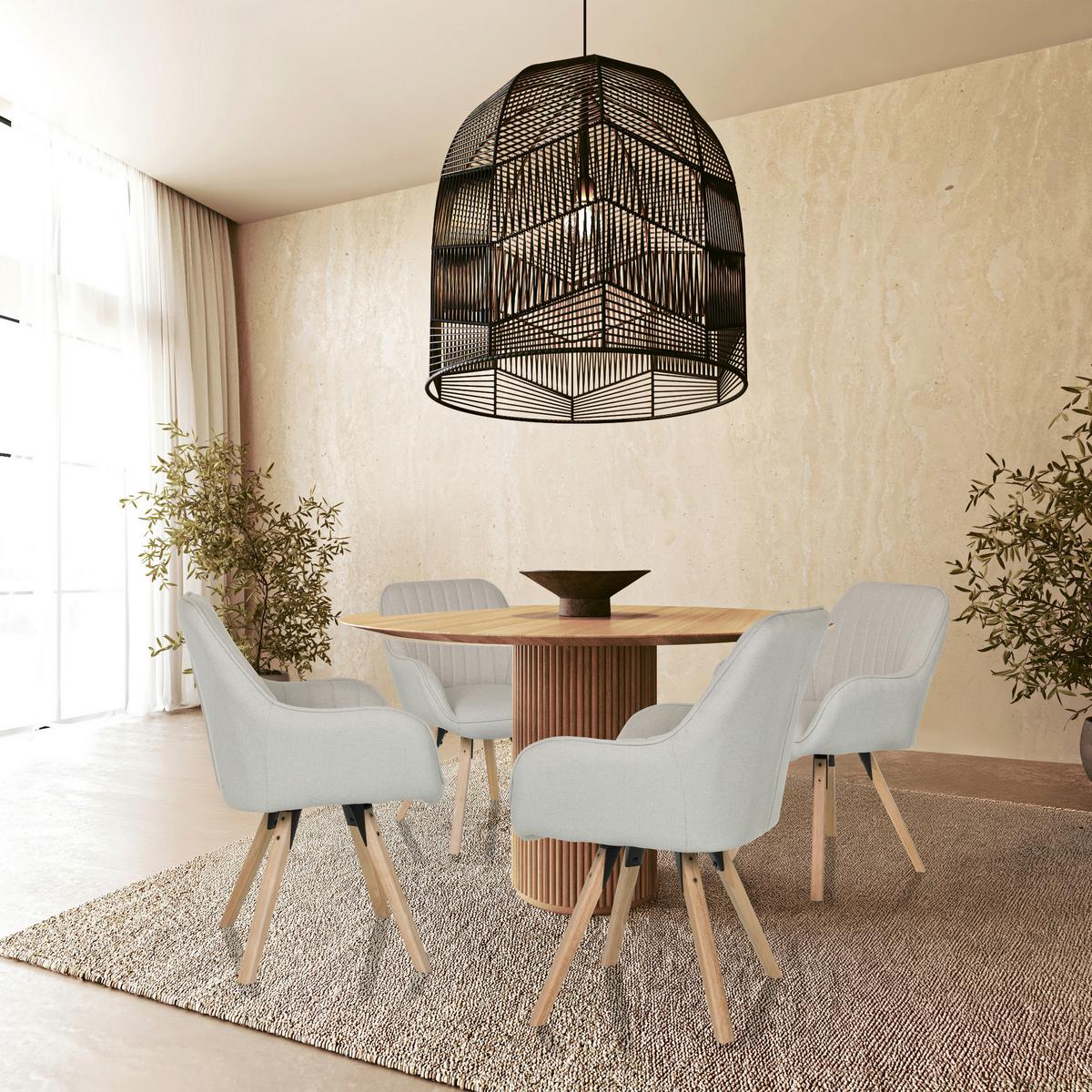 Armlehnstuhl Scandi Ted Creme B: 56 cm - Buchefarben/Creme, MODERN, Holz/Textil (56/84/62cm) - MID.YOU