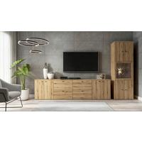 Stapelprogramm Sixty-Four - Eichefarben/Schwarz, Trend, Holzwerkstoff (320/192/35cm)