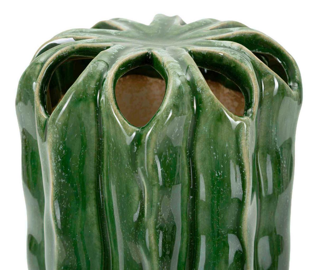 Vase Tall Cactus Pot Grün B: 11,5 cm - Grün, Basics, Keramik (11,5/23,5/11,5cm)