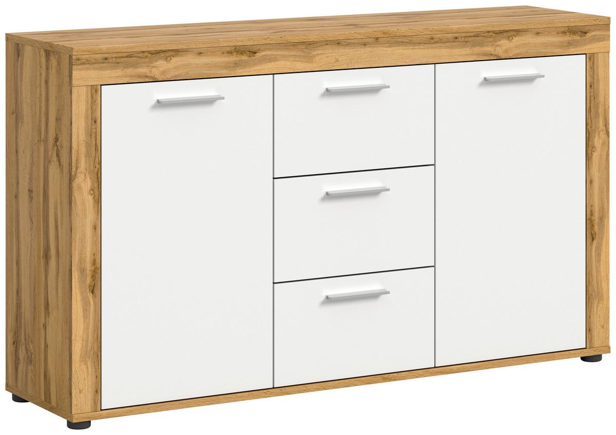Sideboard Jam Eiche Dekor B: 125 Cm - Eiche Wotan/Schwarz, Design, Holzwerkstoff (125/80/35cm) - MID.YOU