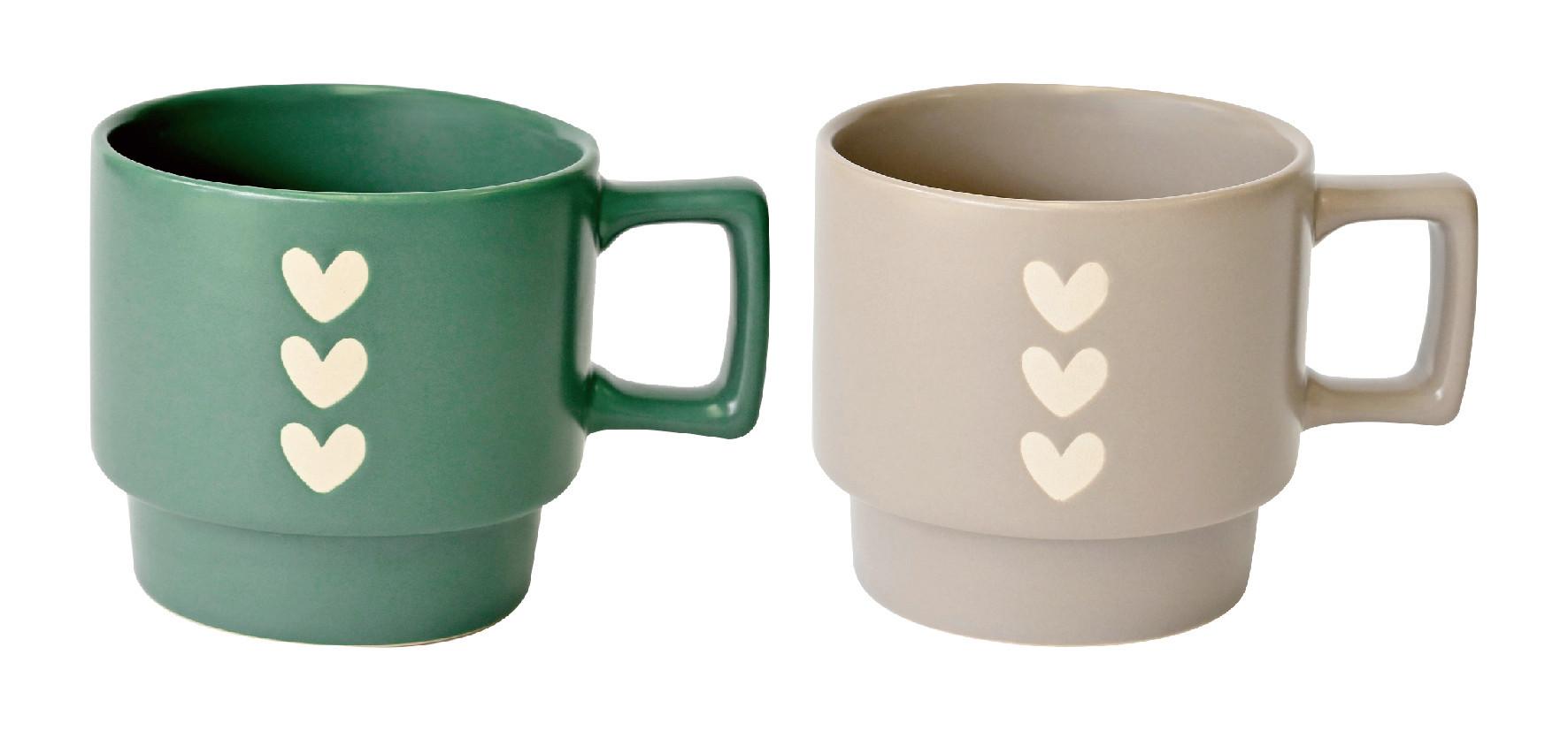 KAFFEETASSE LINA - Taupe/Grün, Basics, Keramik (8/7.5/8cm) - Luca Bessoni