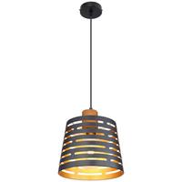 Hängeleuchte Ablona H: 120 cm 1-Flammig, Schwarz/Gold - Goldfarben/Schwarz, Natur, Holz/Metall (25/120cm) - Globo