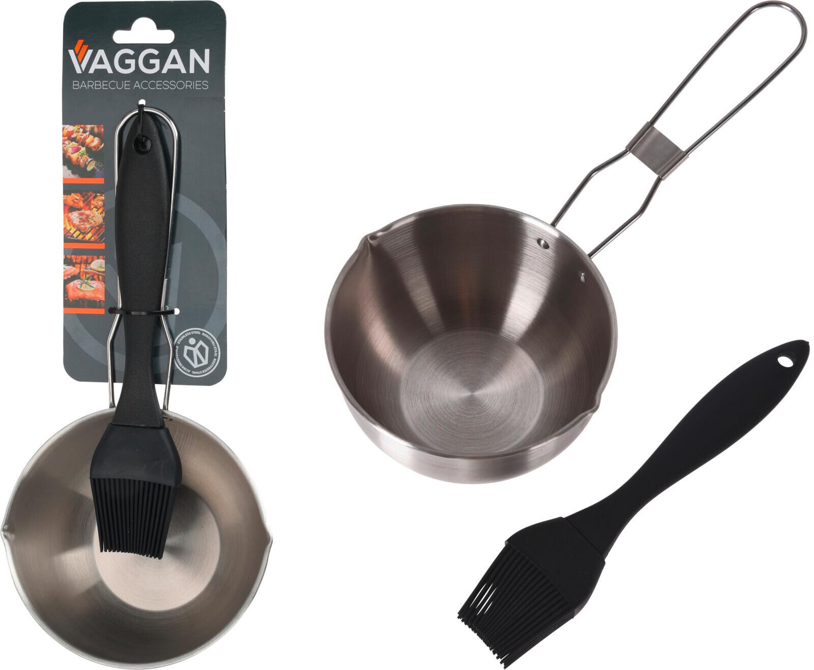 Bbq Szószós Tál Kenő Ecsettel Bbq Tál, Ecset - Basics, fém (13/7/31cm)