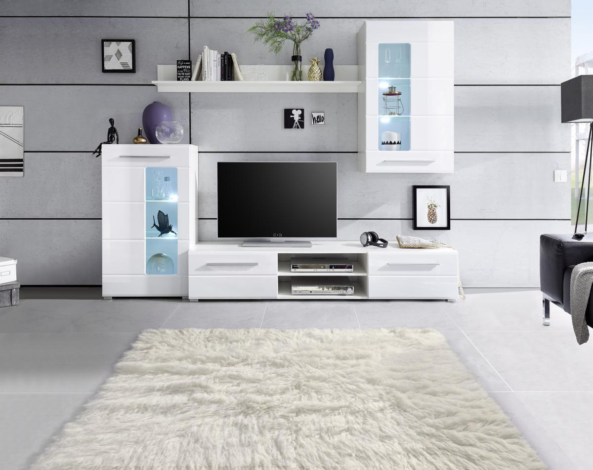 Nappali Szekrénysor Enrique - fehér, Modern, faalapú anyag/Üveg (240/190/42cm)