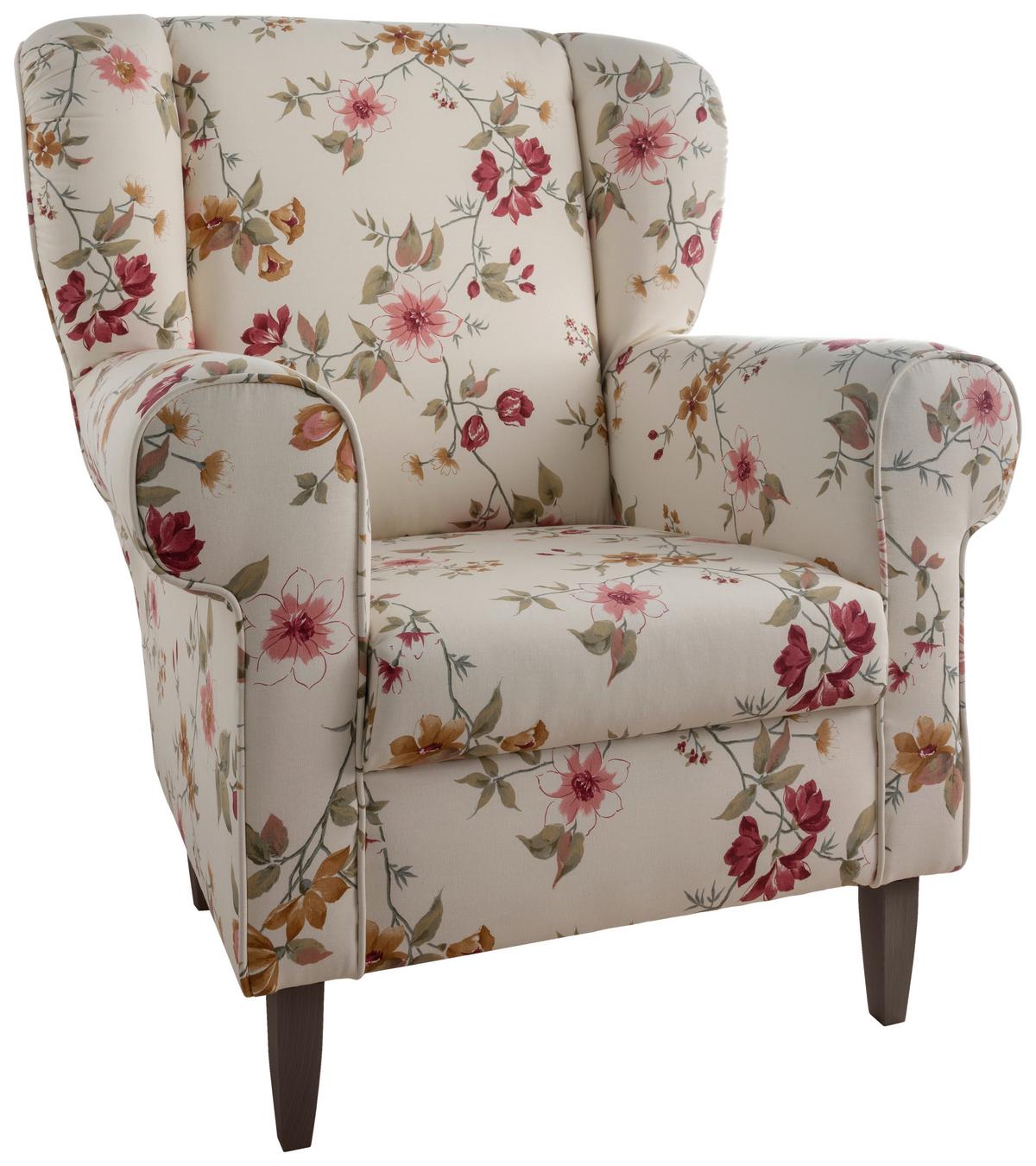 Ohrensessel Asino Beige/rot/wengefarben - Wengefarben/Beige, KONVENTIONELL, Textil (80/102/86cm) - Livetastic