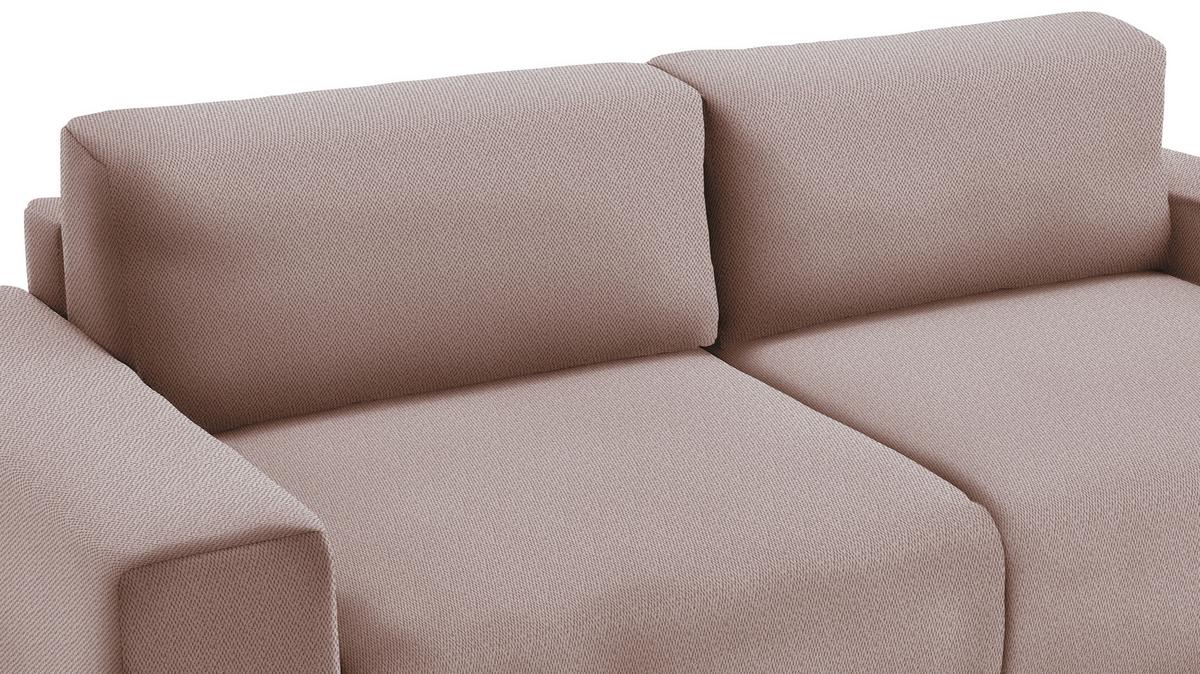 Schlafsofa Vouge Altrosa Bettkasten, B: 255 Cm - Buchefarben/Schwarz, KONVENTIONELL, Textil (255/86/123cm) - Livetastic