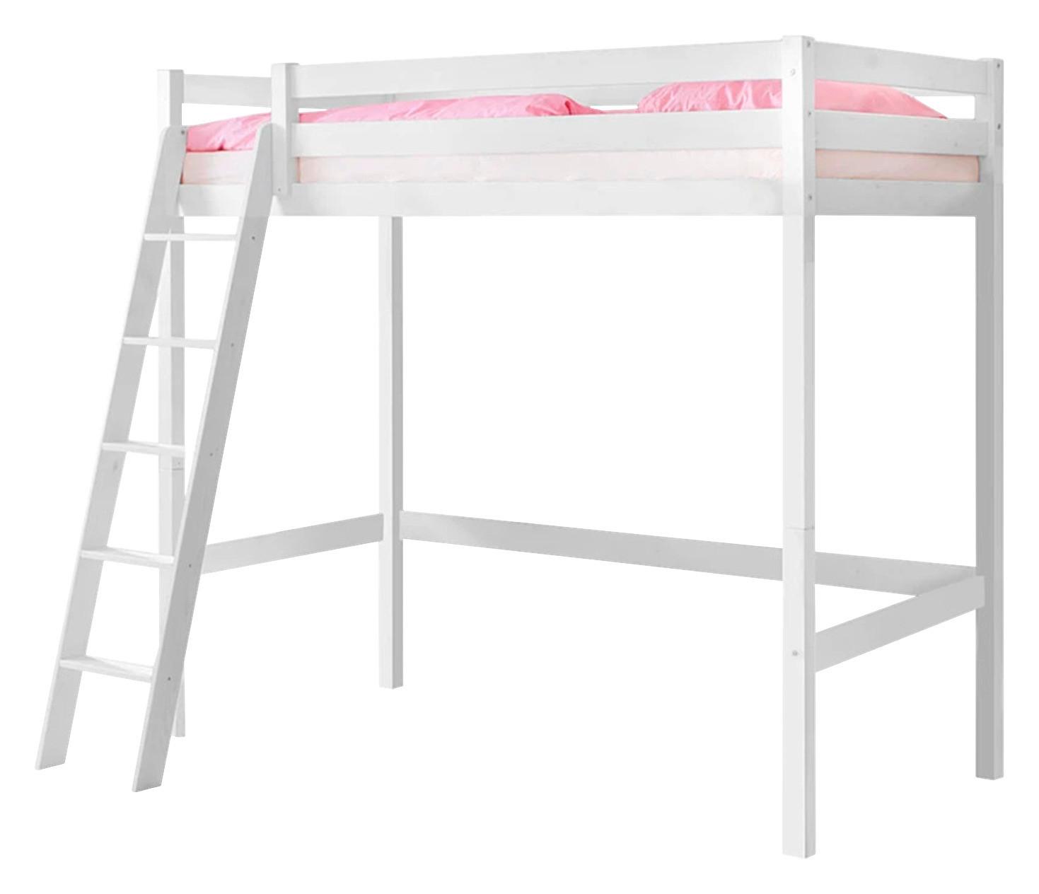 Hochbett Matthias Weiß Kiefer Massiv 90 cm mit Leiter