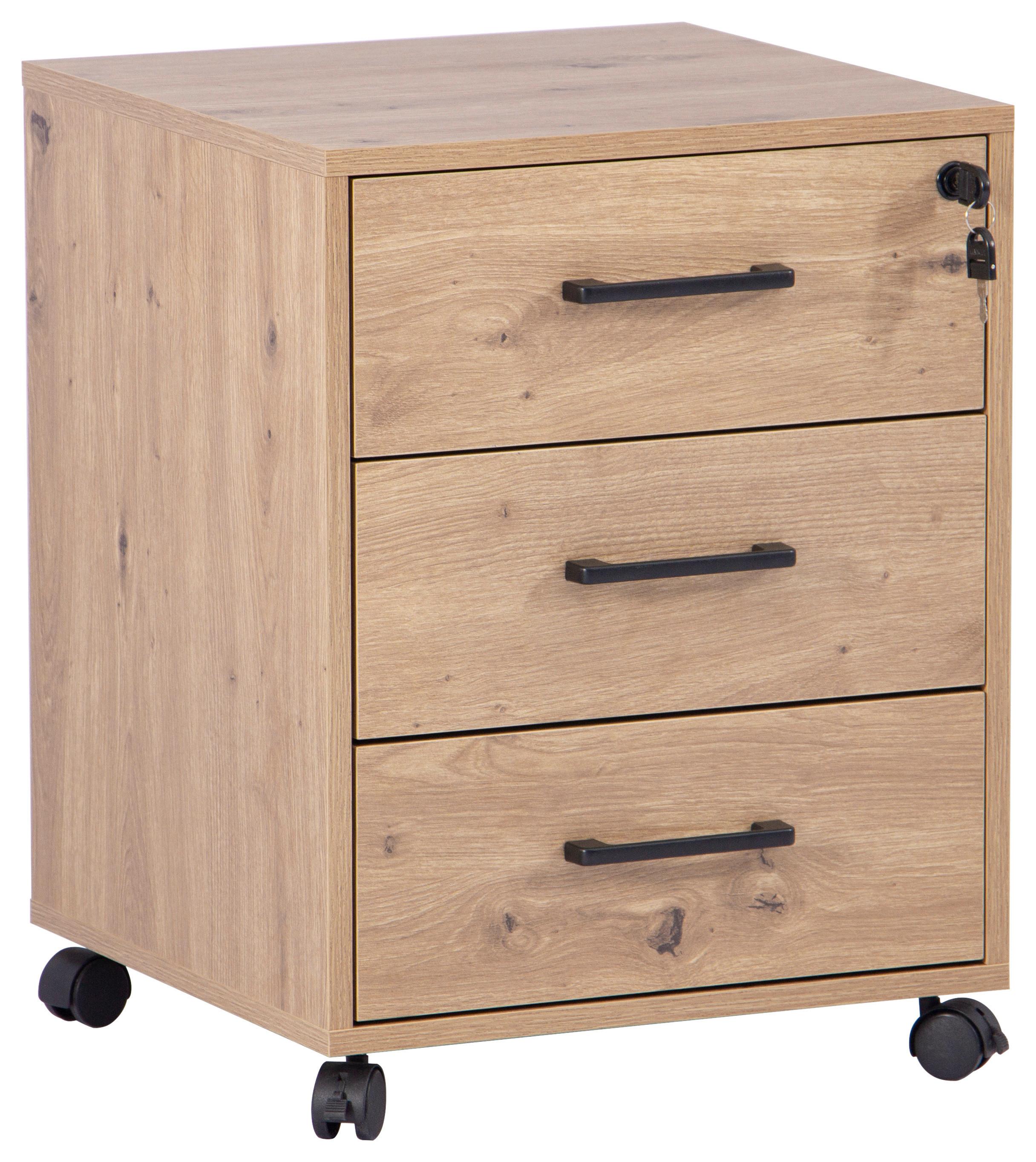 Rollcontainer Finn Eiche Artisan B: 43 cm - Eiche Artisan, MODERN, Holzwerkstoff/Kunststoff (43/56/42cm) - Livetastic