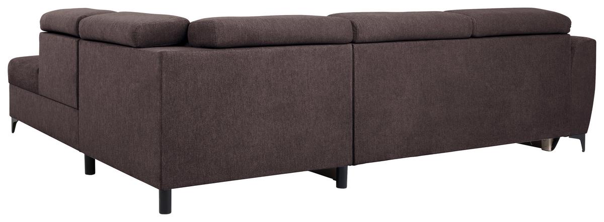Ecksofa Lapis Dunkelbraun S: 255/217 cm - Dunkelbraun/Schwarz, KONVENTIONELL, Textil (255/217cm) - MID.YOU