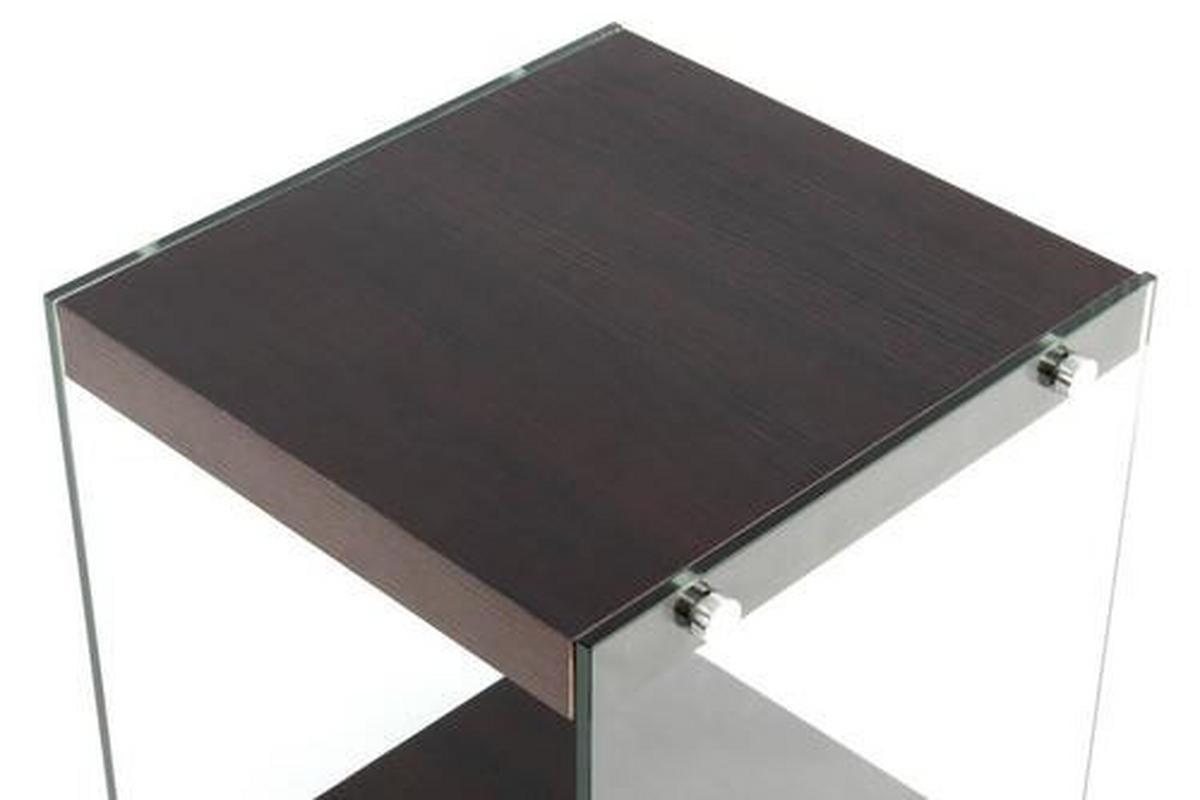 Beistelltisch mit Ablage Elementary Dunkelbraun - Klar/Dunkelbraun, Basics, Glas/Holzwerkstoff (35/35/45cm) - Kayoom
