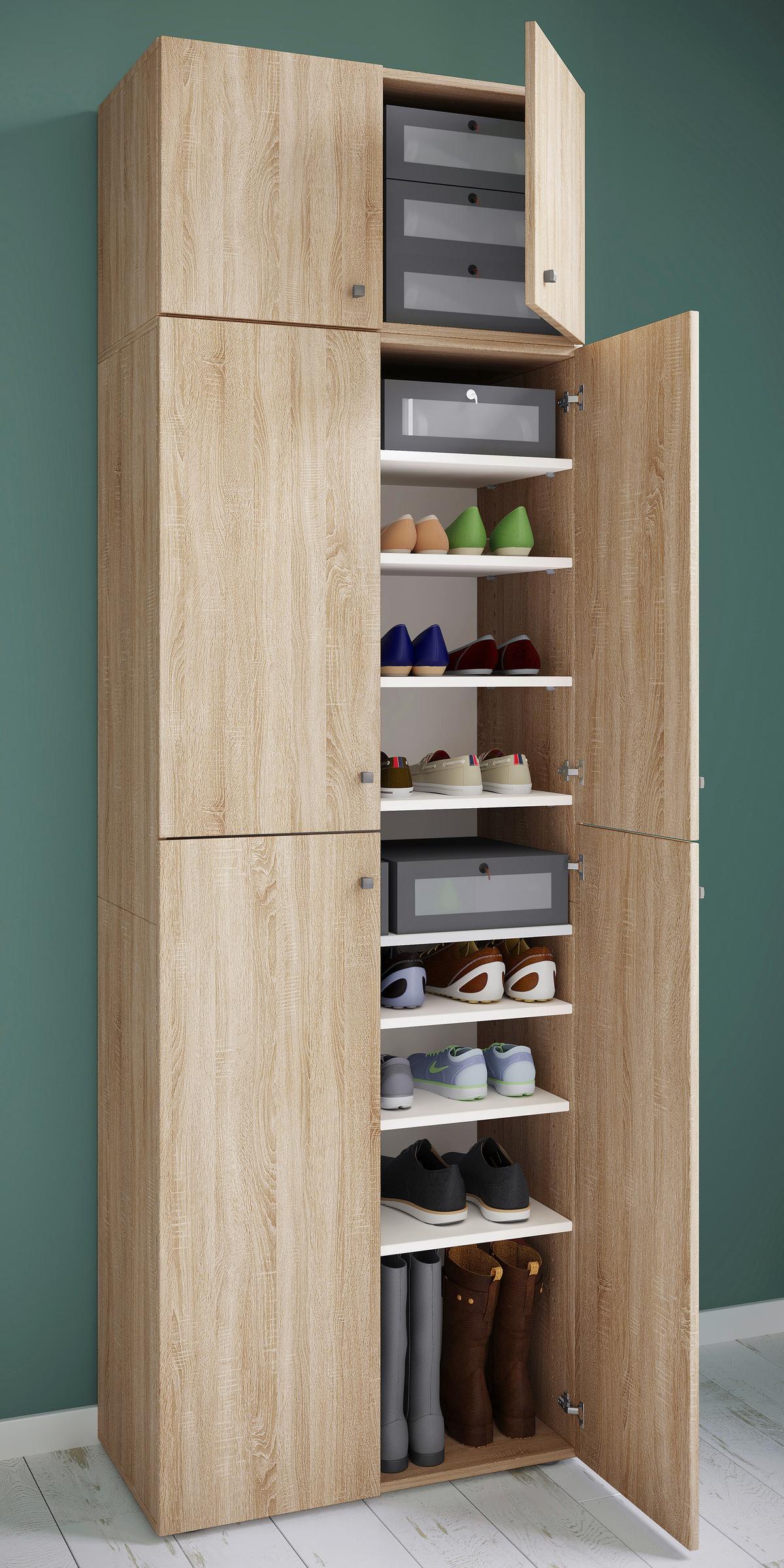 Schuhschrank Lona XXL Sonoma Eiche Dekor B: 70 cm - Schwarz/Sonoma Eiche, MODERN, Holzwerkstoff (70/223/39cm) - MID.YOU