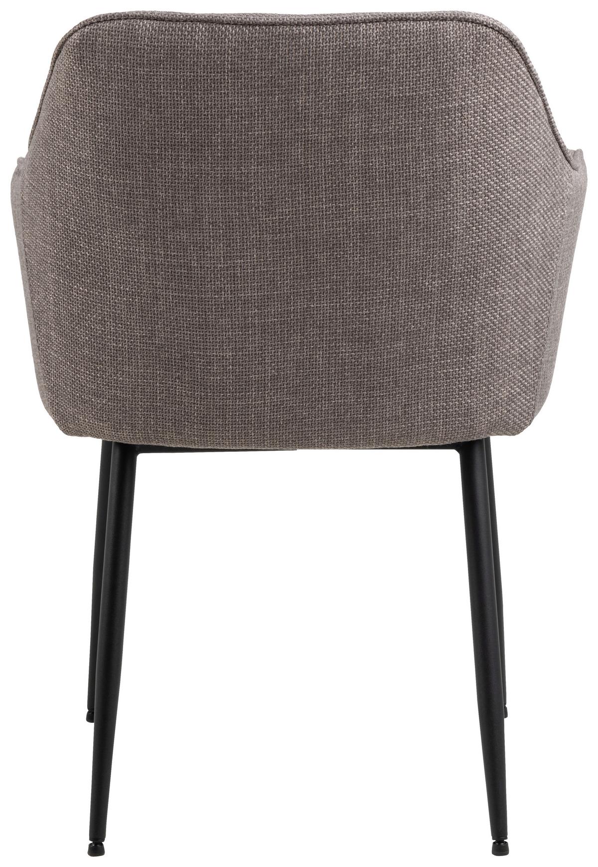 Armlehnstuhl Brooke Graubraun Gepolstert - Graubraun/Schwarz, Design, Textil/Metall (58/83/55cm) - MID.YOU