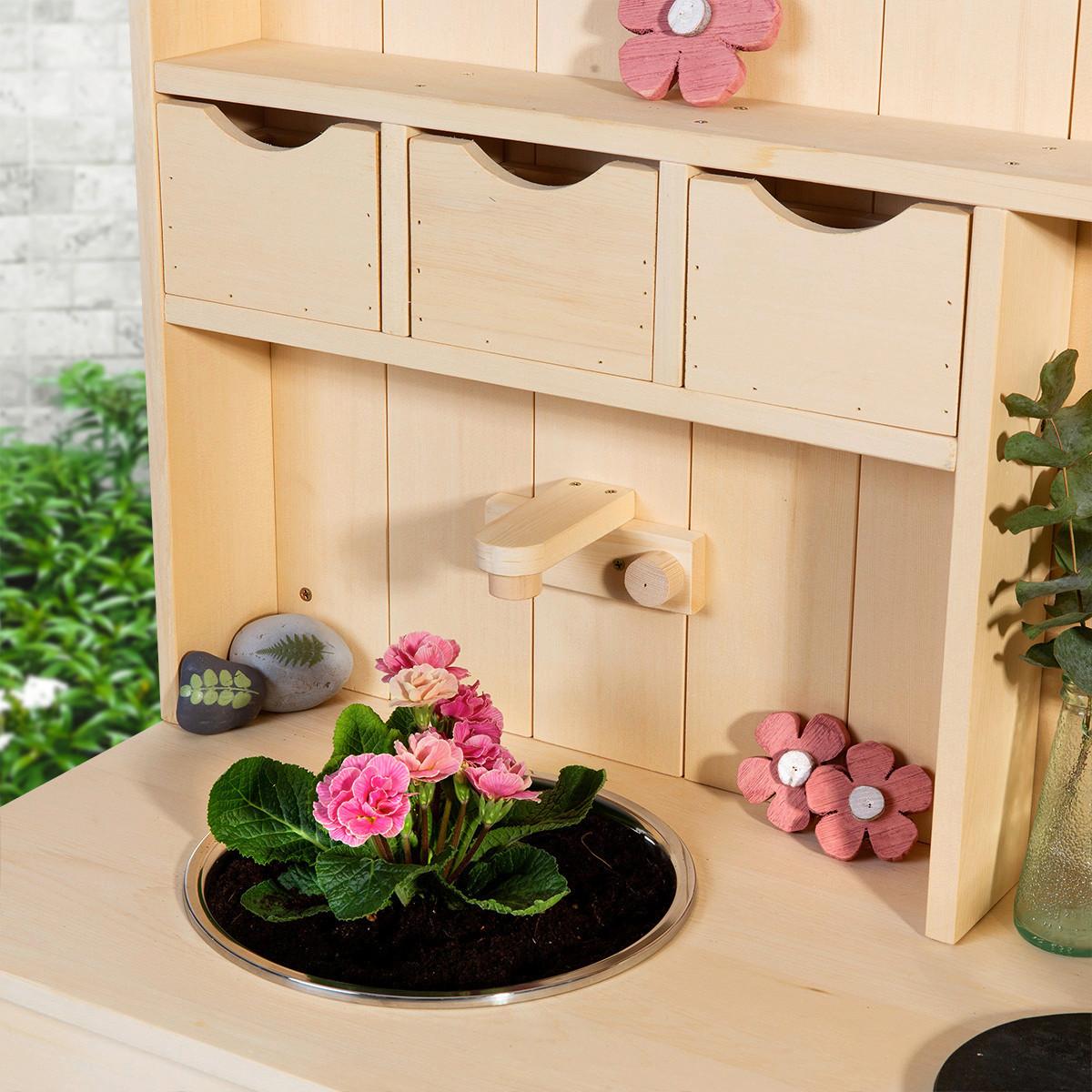 Matschküche 80003 Explorer - Naturfarben, Basics, Holz/Metall (102/40/105cm) - MUDDY BUDDY