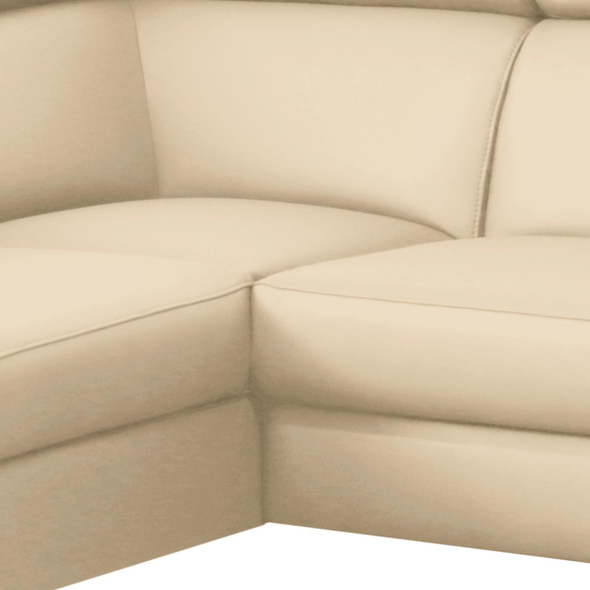 Ecksofa Lince Beige S: 197x257 cm - Chromfarben/Beige, Design, Leder/Textil (197/257cm) - Livetastic