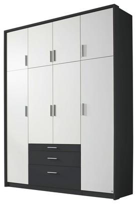 Achttüriger Kleiderschrank in Grau Metallic und Weiß Achttüriger Kleiderschrank in Grau Metallic und Weiß