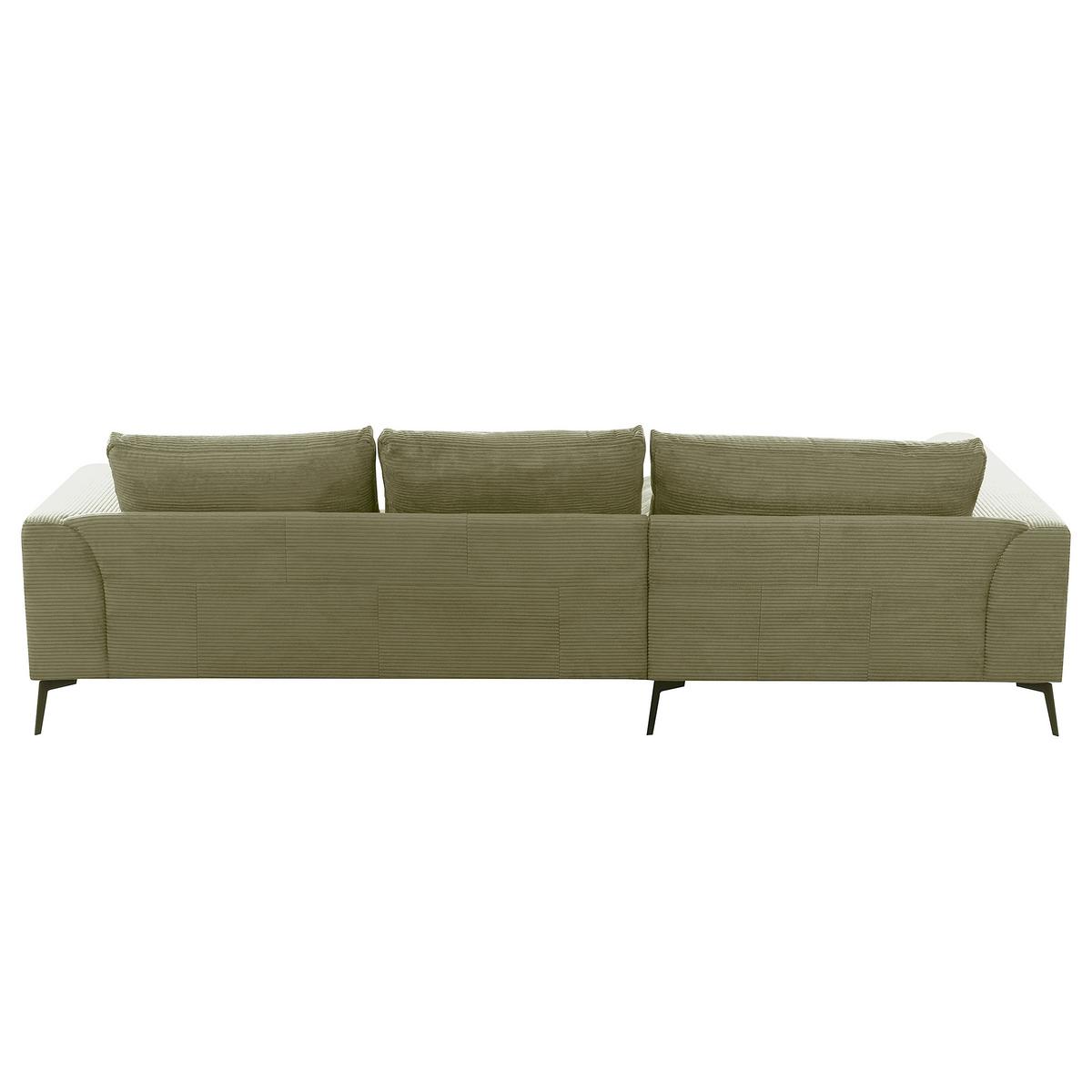 Ecksofa Berlin Cord Olivgrün 172x313 cm - Schwarz/Olivgrün, Design, Textil (172/313cm) - P & B