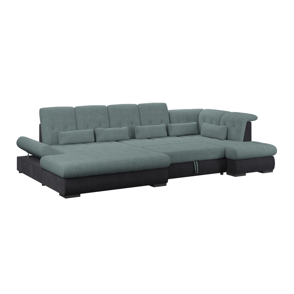 Wohnlandschaft Madera Blaugrün S: 358x212 cm - Blau/Anthrazit, KONVENTIONELL, Kunststoff/Textil (190/358/212cm)