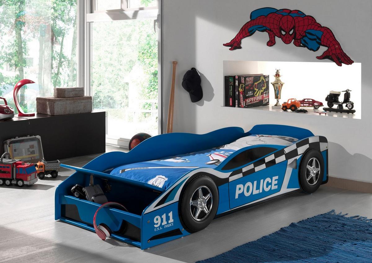 Dětská postel pro malého policistu 70x140cm - modrá, Moderní, kompozitní dřevo (70/140cm) - MID.YOU