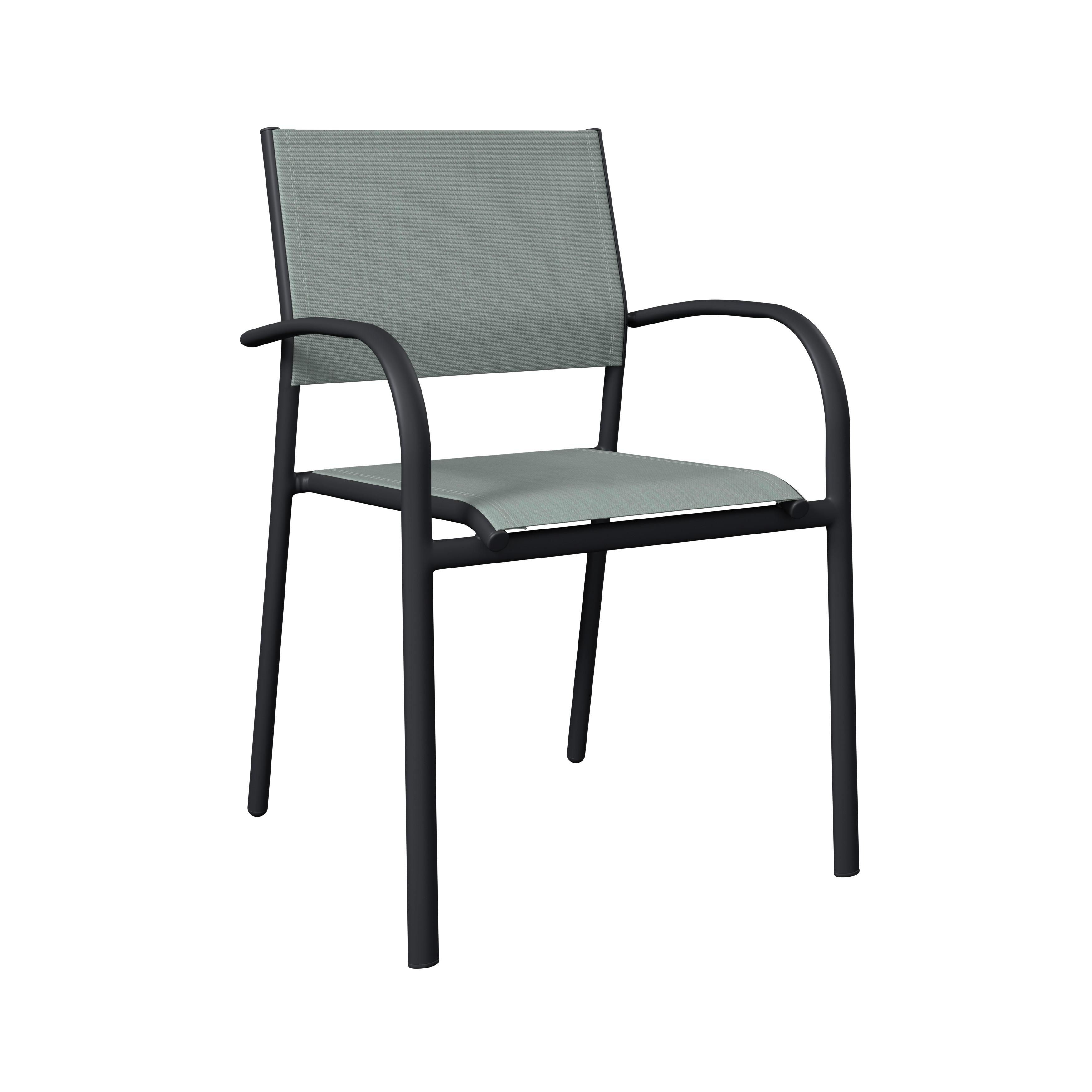 Gartensessel Paris - Anthrazit/Weiß, MODERN, Textil/Metall (57/85/57cm) - Beldano