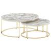 Beistelltisch 2-Tlg. Rund Marmor Optik/Goldfarben - Goldfarben/Weiß, MODERN, Holzwerkstoff/Metall (80/80/36cm) - MID.YOU