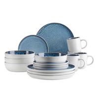 Kombiservice Malea 16-Teilig Steinzeug, Blau, 4 Personen - Blau, Basics, Keramik - Mäser