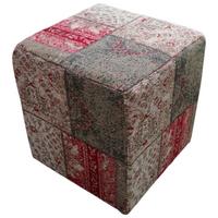Pouf Solitaire Grau/Rot/Beige B: 42 cm - Beige/Rot, Design, Textil (42/42/45cm) - Kayoom