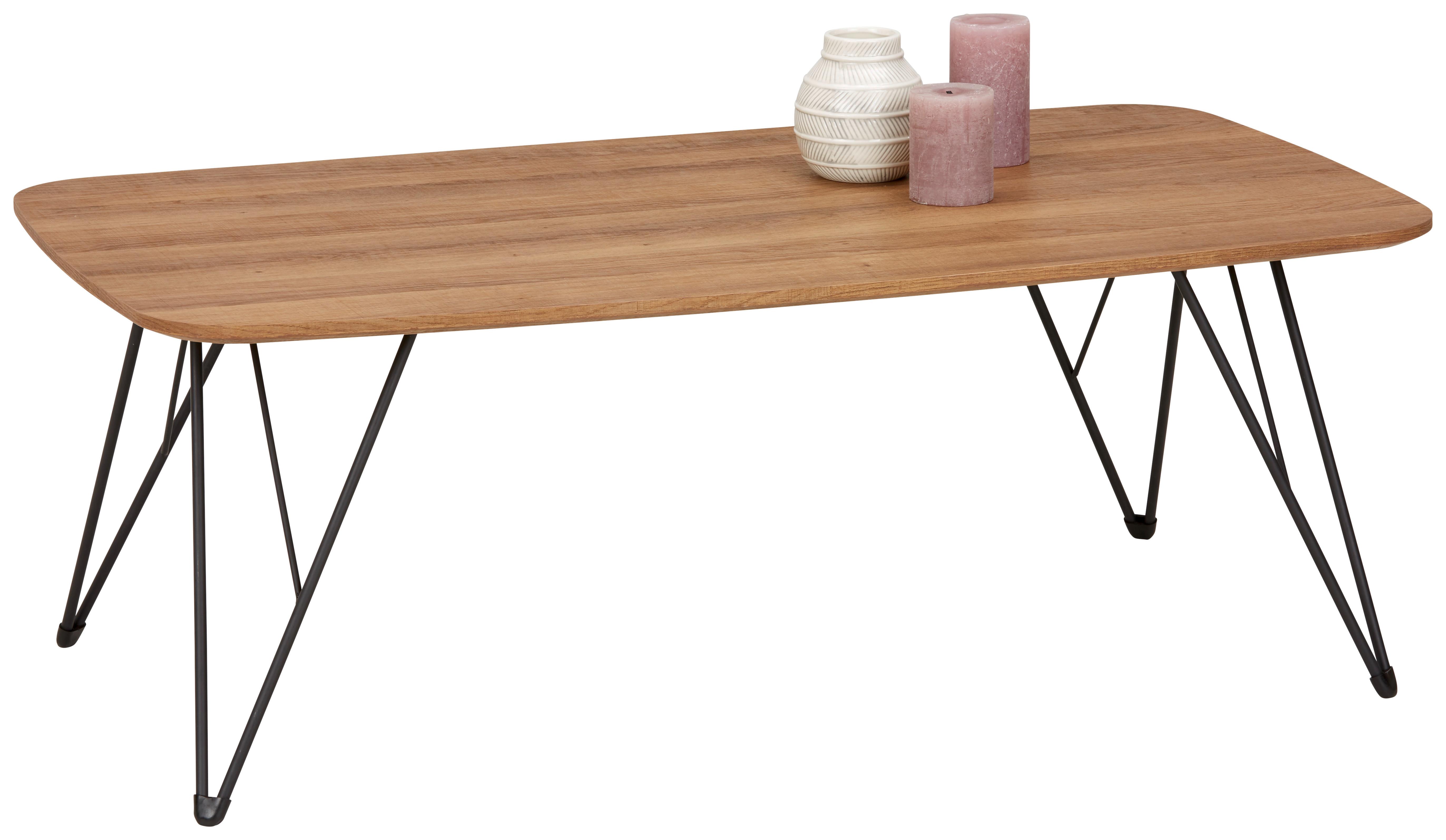 Konferenčný stolík 110x60cm - čierna/farba duba, Modern, kov/kompozitné drevo (110/60/40cm) - Based