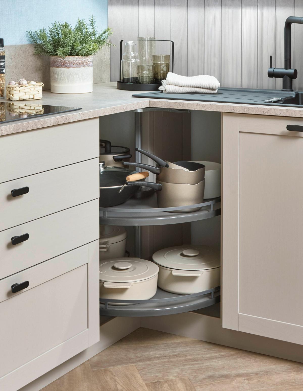 Eckküche Fermo/Eastbourne - Hellbraun/Blau, MODERN, Holzwerkstoff (181,8/303,4cm) - Vertico