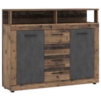 Kommode 119,5 cm Luna, Eiche Old Style - Alteiche/Anthrazit, Design, Holzwerkstoff (119,5/96,8/32cm) - MID.YOU