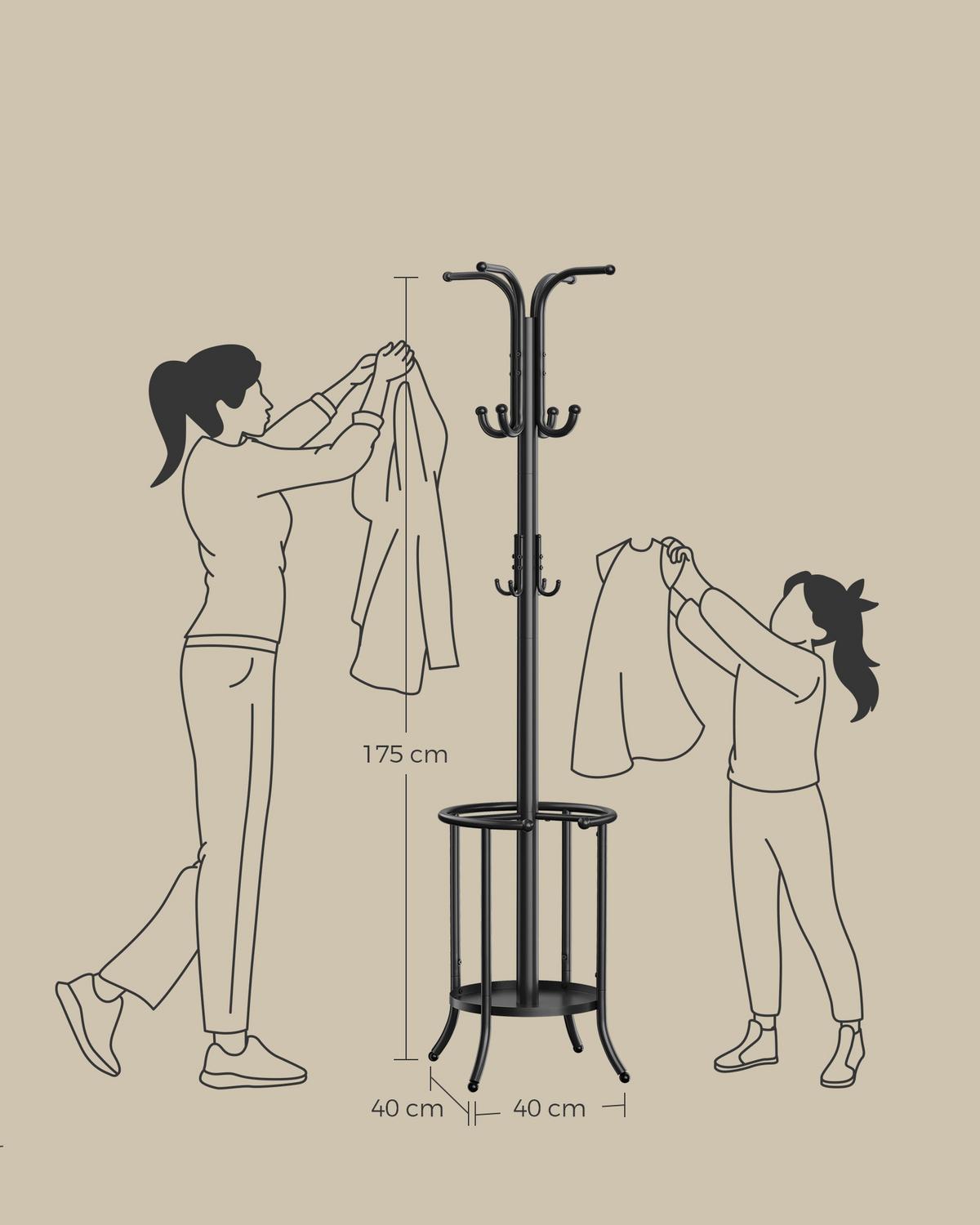 Kleiderständer Schwarz B: 40cm - Schwarz, Basics, Metall (40/175/40cm)