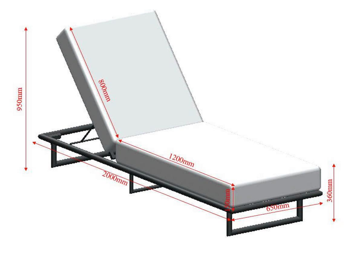 Sonnenliege Daytona - Grün, MODERN, Holz/Textil (200/65/36cm) - Beldano