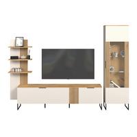 Stapelprogramm King Eichefarben/Kaschmir B:310,2cm - Kaschmir/Eichefarben, MODERN, Glas/Holzwerkstoff (310,2/200/40cm)