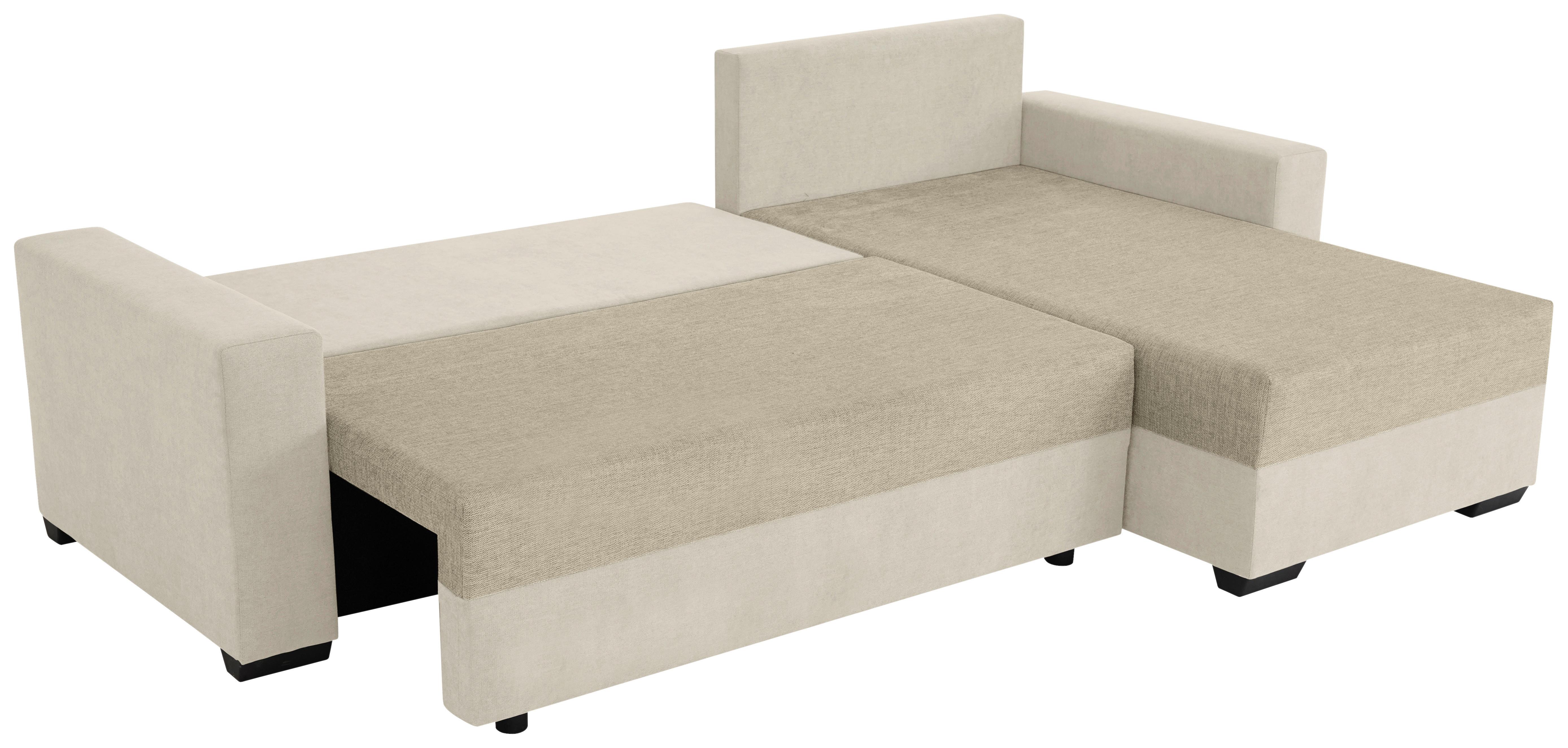 Ecksofa Asna, Beige S: 252x155 cm - Beige/Schwarz, Design, Textil (252/155cm) - Livetastic