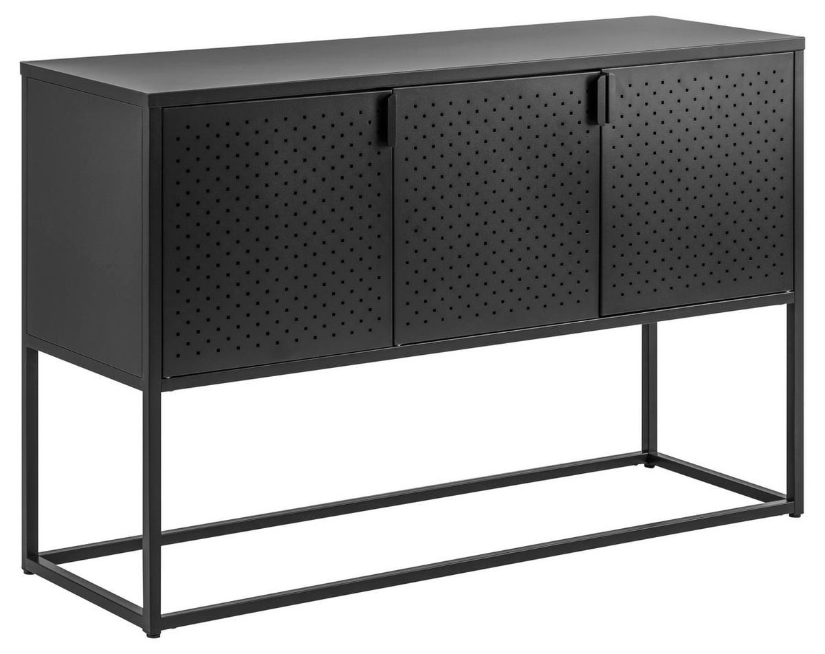 Sideboard Metall Mit 3 Türen 120 Cm Newton Trend Schwarz - Schwarz, Trend, Metall (120/80/40cm) - MID.YOU