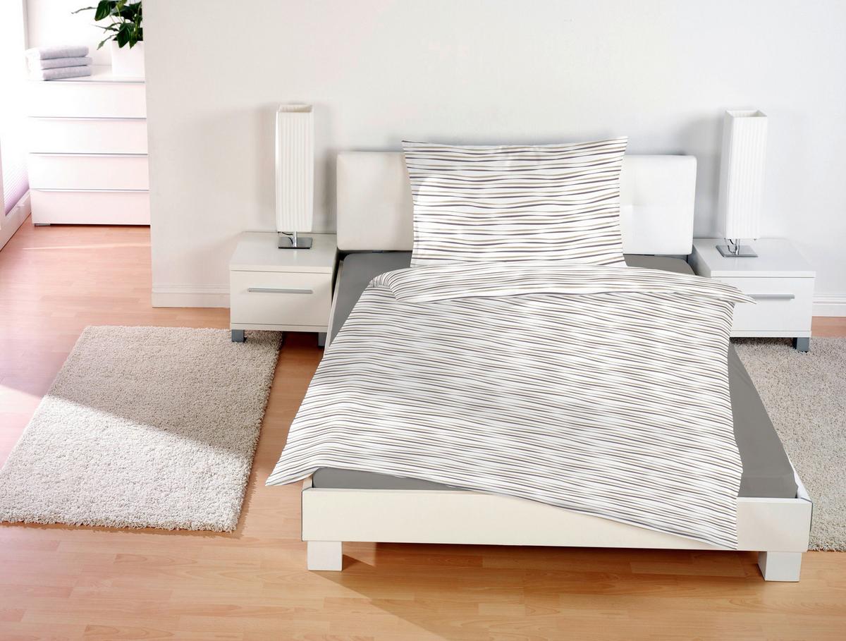 Bettwäsche 140x200 Cm Lenka Mikrofaser Blau/beige - Blau/Beige, KONVENTIONELL, Textil - Ondega