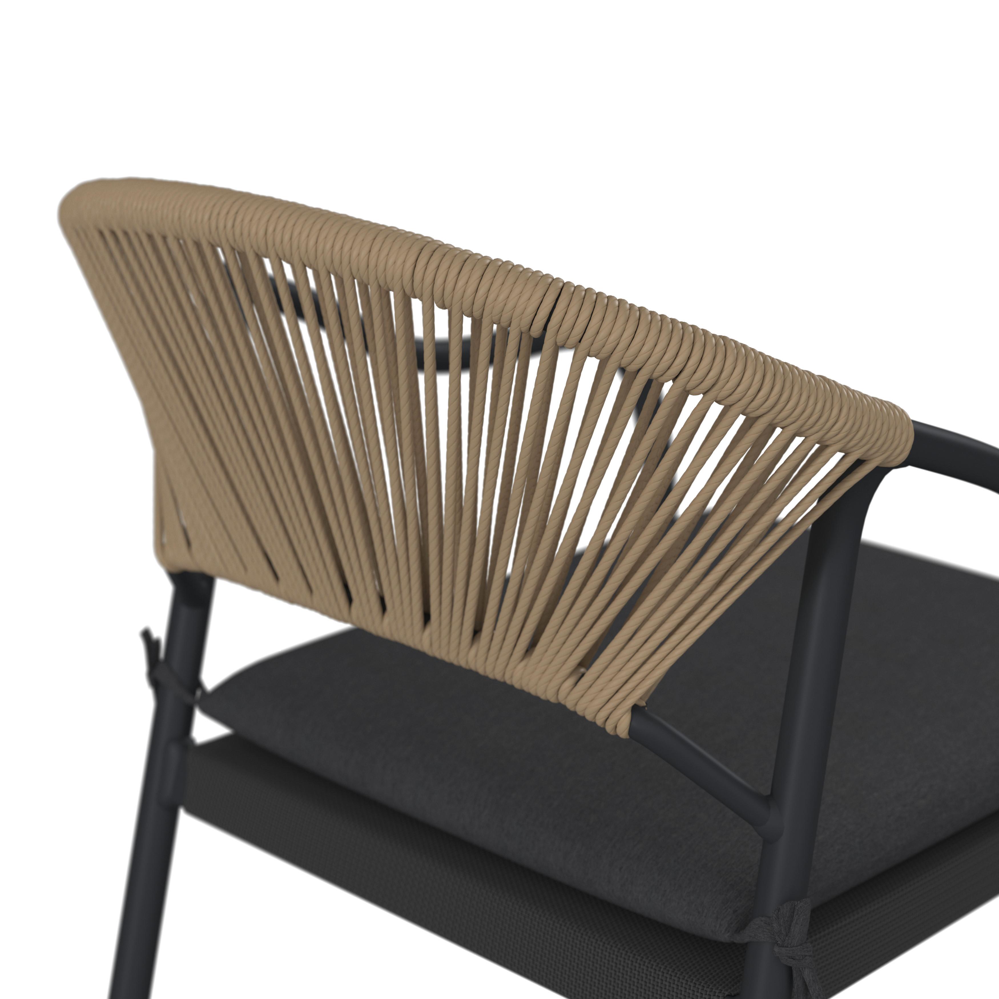Gartensessel Lily Metall/kunststoff/textil - Dunkelgrau/Naturfarben, MODERN, Kunststoff/Textil (55/61/85cm) - Luca Bessoni