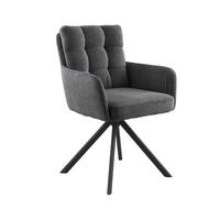Armlehnstuhl Susan Dunkelgrau Schwarz/Sitzfläche 360°drehbar - Dunkelgrau/Schwarz, KONVENTIONELL, Holz/Textil (59/90/66cm)