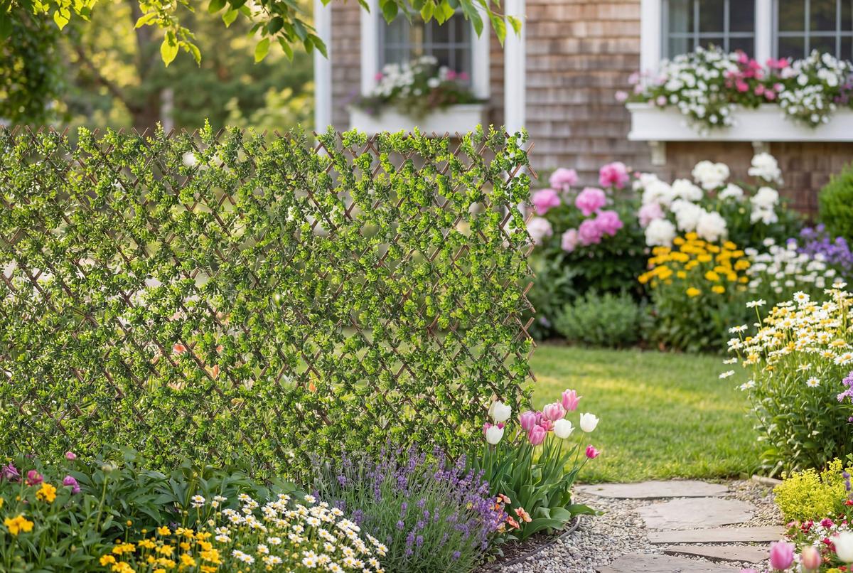 Sichtschutzhecke Devin - Dunkelgrün/Naturfarben, KONVENTIONELL, Holz/Kunststoff (200/100cm) - Luca Bessoni