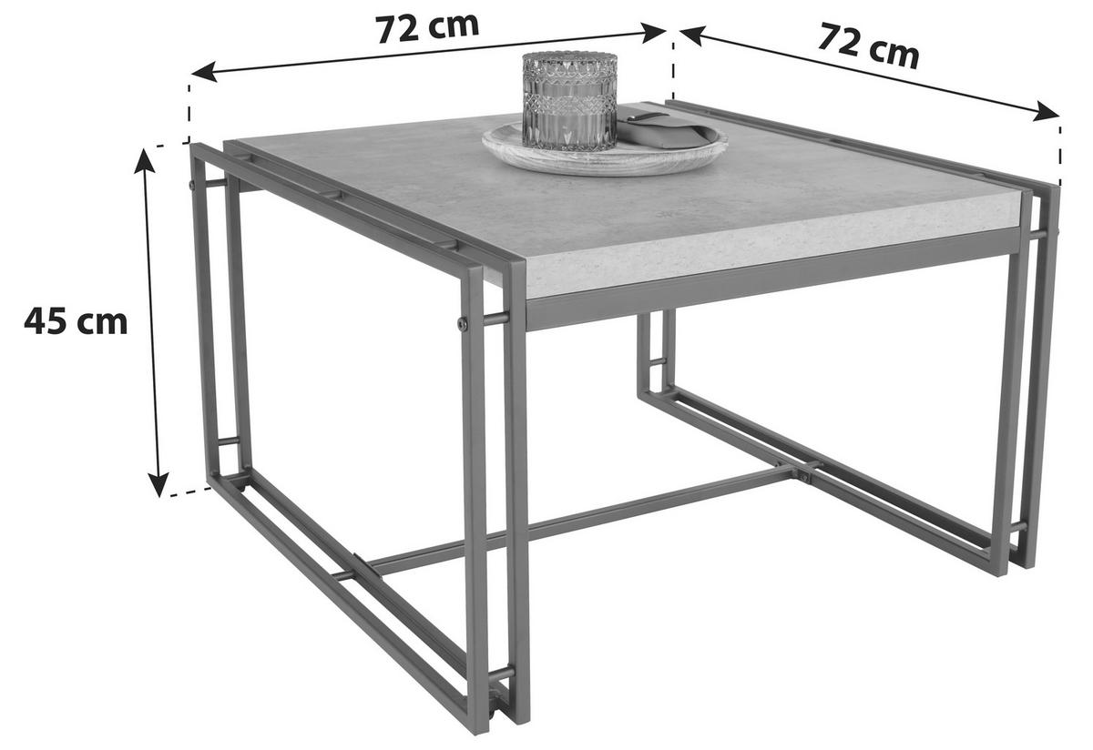 Dohányzóasztal Bistro - fekete/szürke, Modern, műanyag/faalapú anyag (72/45/72cm) - Zandiara