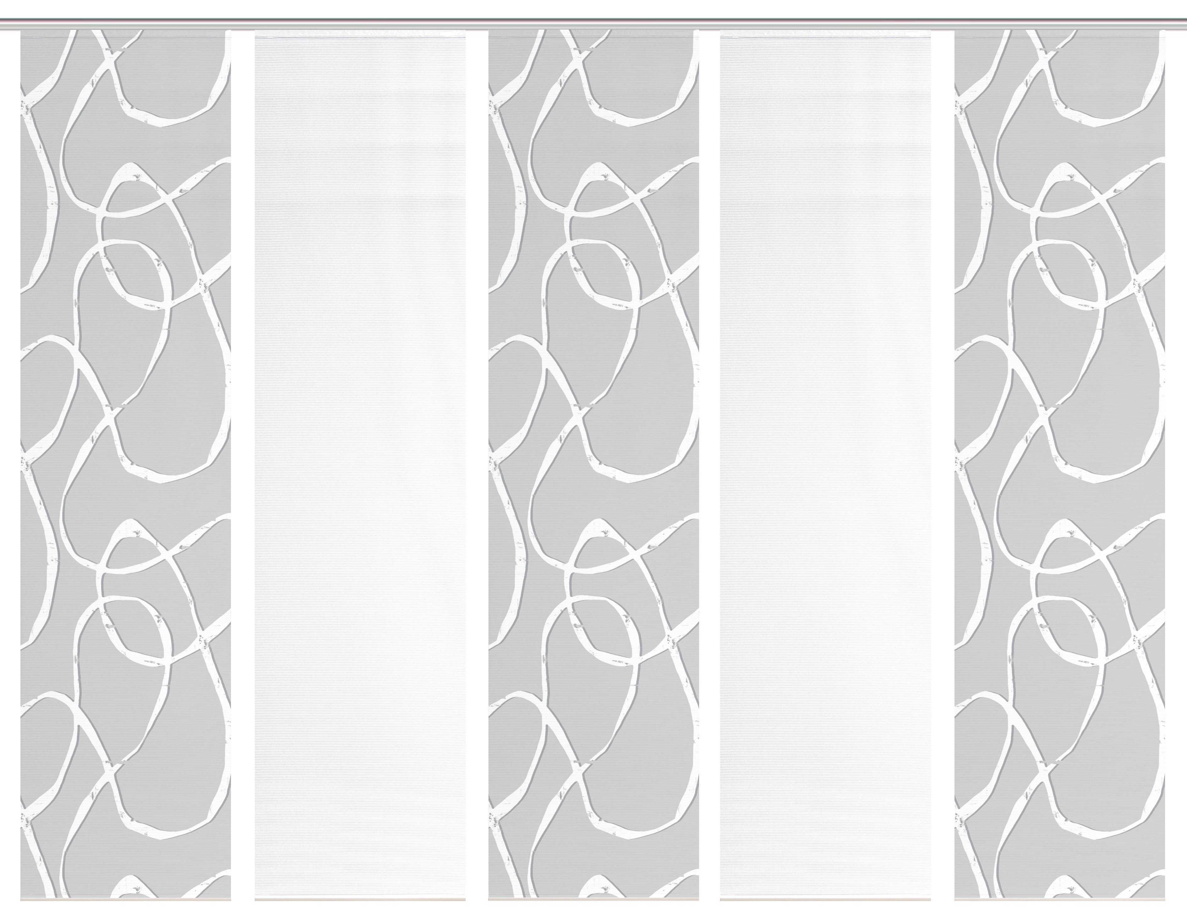 Flächenvorhang Ophelia 5er Set - Hellgrau/Weiß, KONVENTIONELL, Textil (60/260cm)