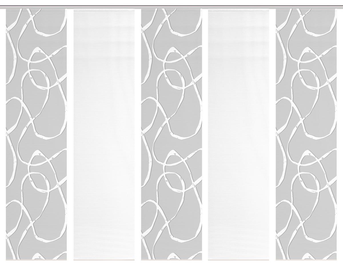 Flächenvorhang Ophelia 5er Set - Hellgrau/Weiß, KONVENTIONELL, Textil (60/260cm)