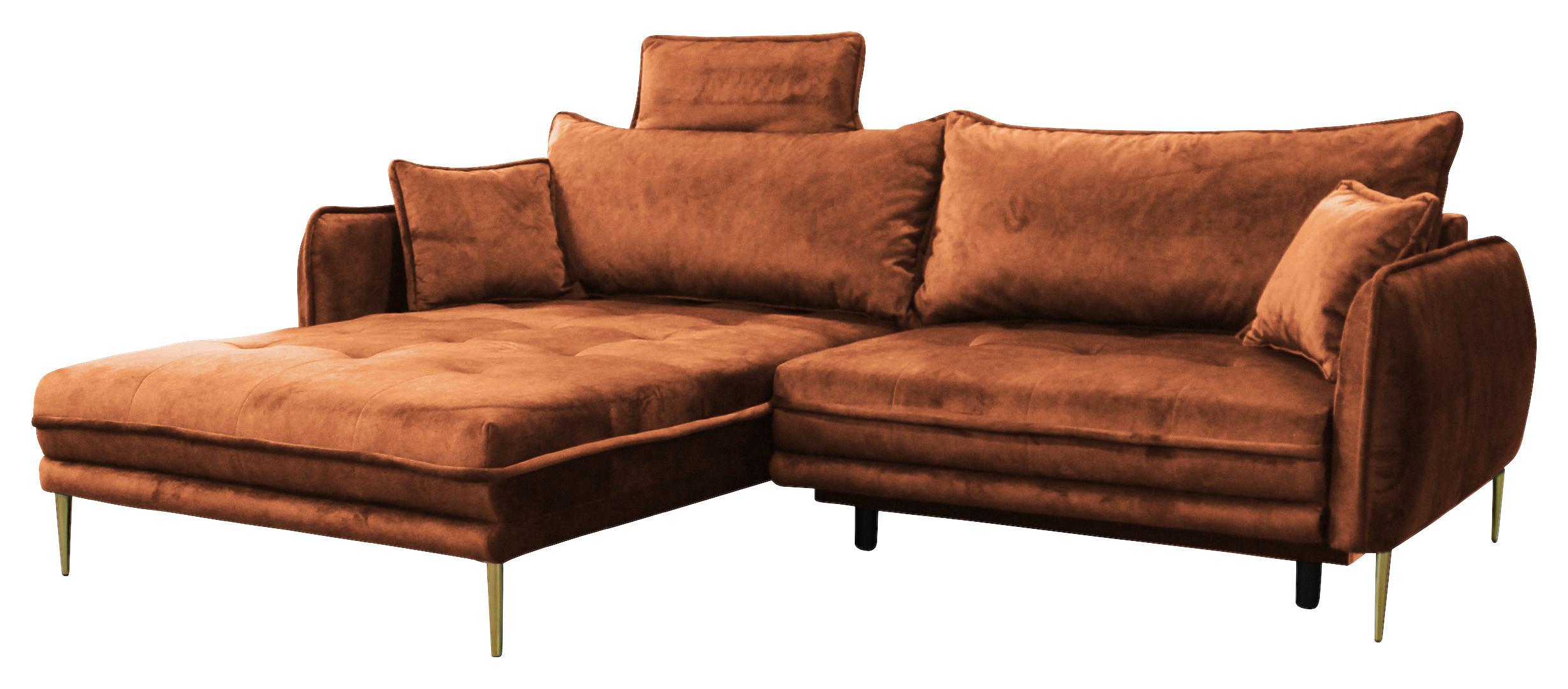 Ecksofa Whisper Rostfarben S:196x264cm - Rostfarben/Goldfarben, Design, Textil (196/264cm) - MID.YOU