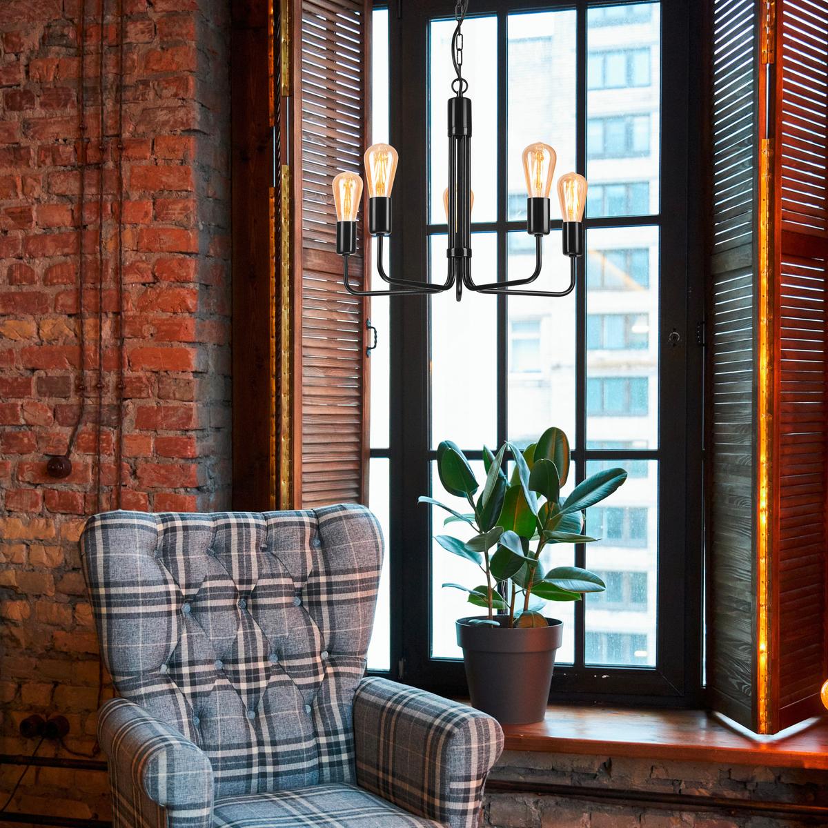 Hängeleuchte 44552 Tiffany - Schwarz Hochglanz, KONVENTIONELL, Metall (98/54/98cm)