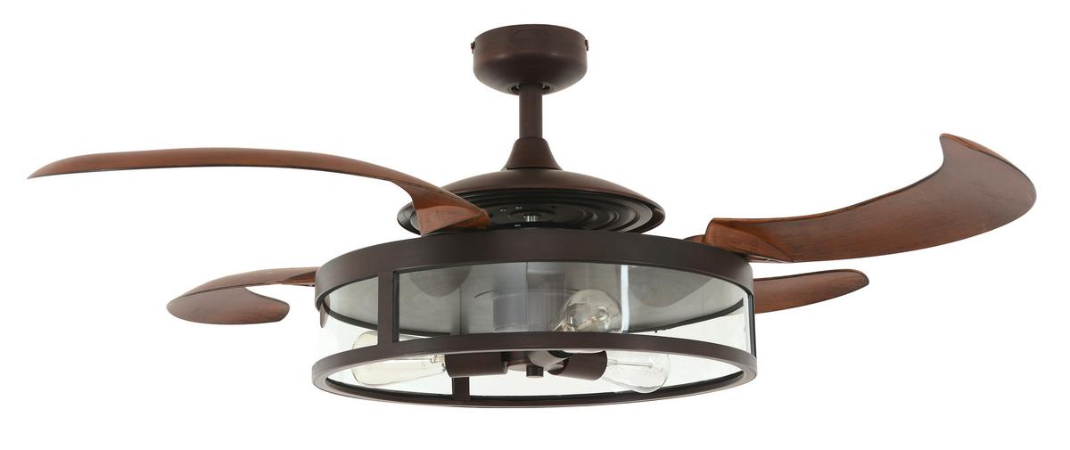 Deckenventilator Fanaway Bronzen 4 Flügel, Led-Leuchte - Walnussfarben/Bronzefarben, Basics, Kunststoff/Metall (122/41cm) - P & B