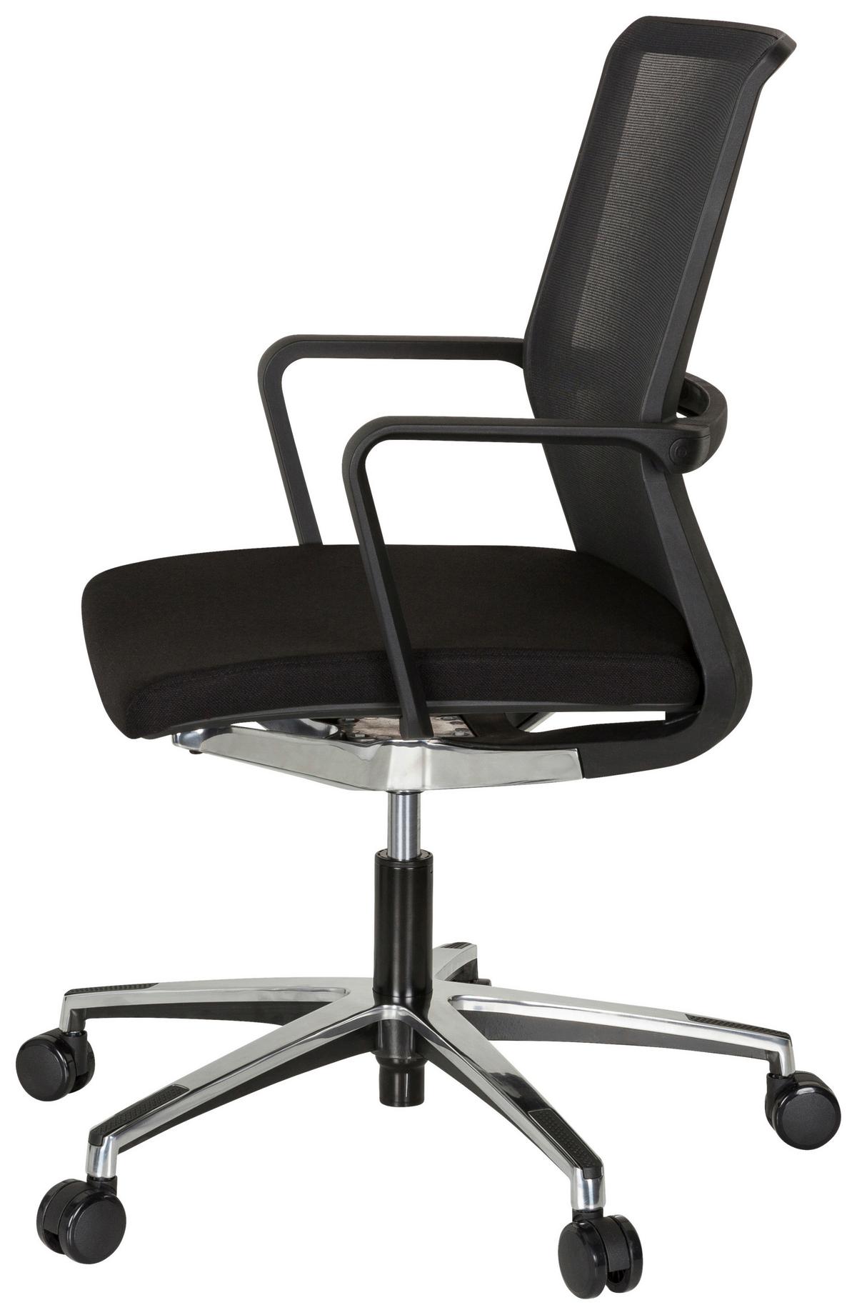 Drehstuhl Move-tec Net 3d Höhenverstellbar Schwarz - Alufarben/Schwarz, MODERN, Kunststoff/Textil (57/105/55cm) - MID.YOU