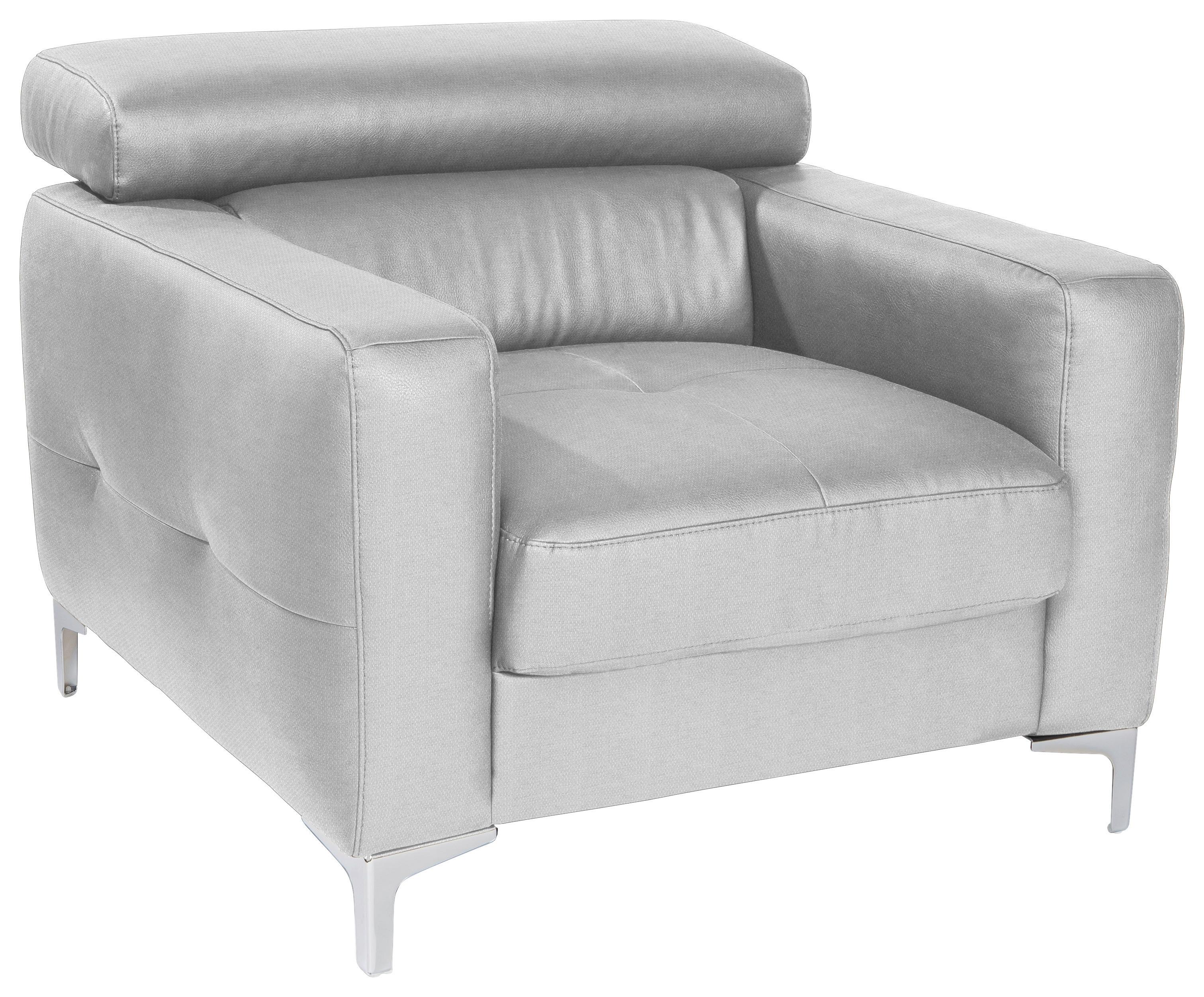 Polstersessel Sammy Hellgrau - Chromfarben/Hellgrau, Design, Textil (99/78-92/106cm) - Livetastic