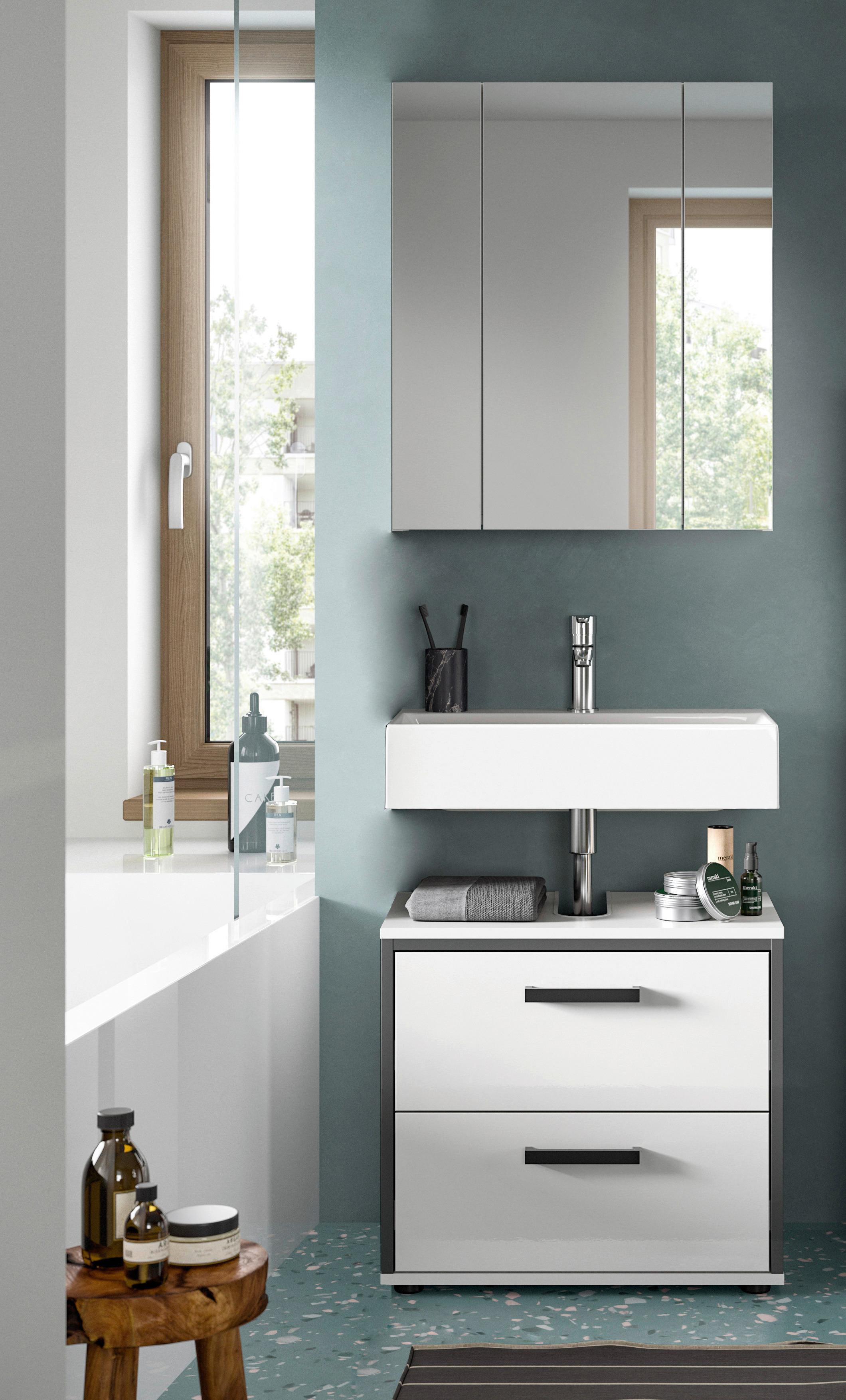 Badezimmer Kojak Schwarz/weiß K: 60 Cm - Weiß Hochglanz/Schwarz, MODERN, Holzwerkstoff (60cm) - MID.YOU